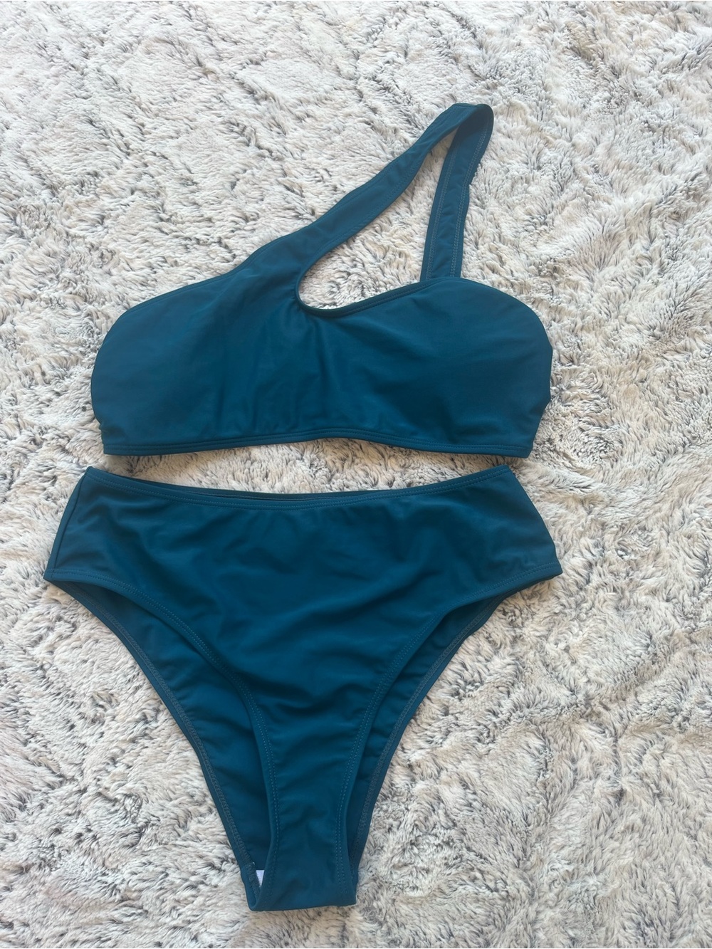 Teal One-Shoulder Bikini Set - Women Swim